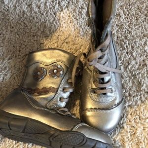 PABLOSKY Kids Girls Boots Metallic Size 27 Leather